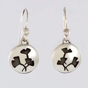 Far Fetched Ginko Cutout Dangle Earrings 925 Sterling Silver